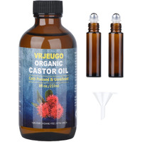 Vrjeugo Organic Castor Oil For Face Roll On Rollerball Castor Oil  Deep Hydration For Skin Care And Hair  Castor Oil Organic Cold Pressed Unrefined Glass Bottle 8Oz With 2 Roller