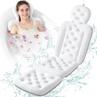 Luxury Bath Cushion  Full Body Bathtub Pillow With 160 Suction Cups  Bath Mat For Head And Neck Support  With Laundry Bag (White  56.2"" X 16.2"")