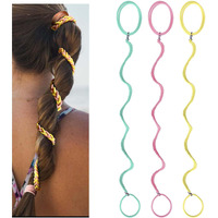 Hair Ties For Sports  Elastic Hair Tie 16 Inch Longhairs Ponytail Holders  Colorful Braided Pony Tail Wrap For Wind And Water 3 Packs C