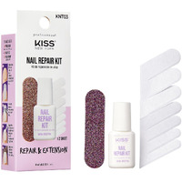 Kiss New York Nail Repair Kit For Damage Nails  Broken Cracked And Weak Nails  Biotin Infused Nail Glue  Nail File  And 2 Nail Wraps  Made In Korea