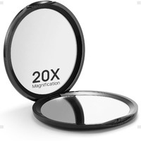 Macaki Compact Mirror For Purses 1X/20X Magnifying Mirror 3-Inch Pocket Size Small Mirror For Travel And Makeup Round Black