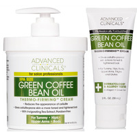 Advanced Clinicals Green Coffee Bean Oil Thermo Firming Body Cream Moisturizer | Caffeine Lotion | Collagen Body Lotion | Moisturizing Body Butter | Body Skin Care Products For Women  W/Travel Size