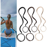 Spiral Hair Tie Sprots Ponytail Holders  Elastic Braided Hair Ties No Damage  Pony Tail Wrap For Long Hair For Gym  Swimming  Diving 3Pcs 16"" Black Blonde Brown