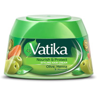 Dabur Vatika Naturals Hair Cream  Natural Moisturizing Hair Cream For Men And Women With All Hair Types - Short  Long  Dry Or Color-Treated Hair  Scalp Hydrating Moisturizer (210Ml  Nourish & Protect)