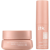 Itk Skincare Caffeine + Under Eye Stick Serum For Dark Circles - Anti Aging + Day + Night Face Cream Duo - Am Day Cream With Vitamin C To Depuff Under Eyes + Brighten - Pm Night Cream With Ceramides
