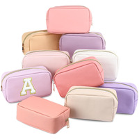 Sweetude 10 Pcs Preppy Makeup Bag Bulk Cosmetic Bag Valentine's Day Gift Return Gifts For Women Diy Toiletry Bag Birthday Gift Pu Leather Skincare Pouch Small Makeup Bag(Pink And Purple)