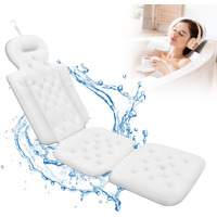 Full Body Bath Pillow  Luxury Bath Cushion With 192 Suction Cups  Bath Pillows For Tub For Head And Neck Support  With Laundry Bag (White  51"" X 16"")