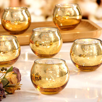 Lamorgift 24 Pcs Gold Votive Candle Holders- Gold Mercury Glass Votive Candle Holders  Gold Votives Bulk  Tea Lights Candle Holders For Wedding Table Decor  Bridal Shower Centerpieces
