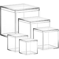 Profikla 4.7/4/3.3/3/2.5 Inch Clear Acrylic Box With Lid  Jewelry Display Box  Plastic Square Cube Decorative Storage Boxes For Candy Pill And Tiny Jewelry  Artwork Display