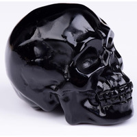 Qlrsuxn 2 Inch Black Obsidian Crystal Skulls Decor Human Skull Sculpture Statues Healing Crystal Decor Halloween Skull Figurines Home Office Decoration Christmas Meditation Gifts For Men Women