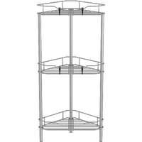 Huggiegems 3 Tier Floor Standing Corner Shower Caddy Organizer Shelf With Hooks  Bathroom Shelves Stand Rack  Gray