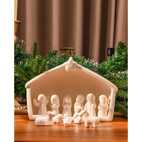 Wds Wondrous 12 Pieces Ceramic Nativity Set  Miniature Christmas Nativity Figurine  White Porcelain Nativity Scene For Christmas Indoor Farmhouse Creche Tabletop Decorations Holy