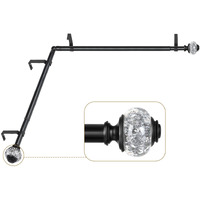 Corner Curtain Rods For Windows 48 To 84  Usfook 3/4 Center Rod For Windows  Black Decorative Drapery Rods 32 To 86 Inch With Bling Finials