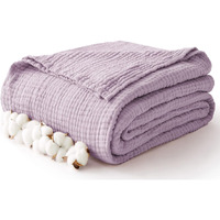 Kozyhvn 100% Cotton Muslin Blanket Twin Xl 66"" X 90""  6 Layers Breathable And Lightweight Twin Blanket For Bed  Soft Quilt Bedspread  Gauze Blanket For Adults All Season  Lavender
