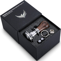 Knodos Calibrated Espresso Tamper 58Mm Walnut  Auto-Leveling And 30Lb Spring Loaded Design Stainless Steel Ripple Base Coffee Tamper With 20Lb / 25Lb / 30Lbs Replacement Springs (58.3Mm)