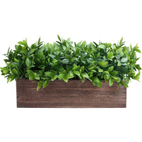 Winlyn 14"" Artificial Boxwood Plants In Rectangular Wood Planter Farmhouse Greenery Arrangement Centerpiece Faux Potted Herb Plant For Wedding Dining Room Table Kitchen Windowsill Mantel Shelf D?Cor
