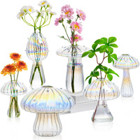 Mushroom Vase  Set Of 6 Clear Flower Vase  Propagation Stations Vases  Glass Vase For Decor  Small Bud Vases Home Decor Small Vase Cute Mushroom Planter For Room Office Decoration (Clear)