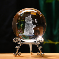 Ifolaina 3D Cat Themed Gifts For Women Decor For Cat Lovers Cat Mom Crystal Ball Cat Related Sympathy Figurines Presents Cat Decorative Globe Decor With Stand