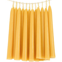 24 Pack Beeswax Taper Candles In Bulk 8 Inch Tall - All Natural  100% Pure Unscented Bee Wax Candle  Dripless  5 Hours Burnning Time -Yellow