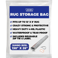 Heavy Duty Rug Storage Bag - Reusable Rug Shipping Bag  Waterproof Plastic Rug Cover - Fits Rolled Carpet Up To 9 X 12 Feet  4 Mil Thick Tear Proof Plastic Storage Bag - 1 Clear Bag  130 X 26 Inches