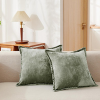 Cocoploceus Luxurious Velvet Throw Pillow Covers 20X20 Set Of 2 Decorative Pillow Covers Solid Square Cushion Case For Sofa Couch Bedroom Farmhouse  Army Green