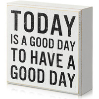 Positive Desk Decor Inspirational Gifts Today Is A Good Day To Have A Good Day Wood Sign Motivational Office Desk Decor Farmhouse Affirmation Gift For Women Men Desk Table Shelf(White)