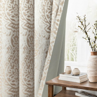 Tan Black Out Curtains 63 Inch Long 2 Panel Set Boho Room Darkening Pattern Embellished Beautiful Paisley Textured Decorative Blackout Living Room Curtains 63 Inch Length For Bay Window Bedroom Taupe