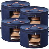 Suzile 4 Pack Large Round Foldable Felt Hat Box For Women Storage 17 X 10 Inch Cowboy Hat Storage Box With Lid Closet Cowboy Hat Case Hat Organizer Box Clothes Storage Bin(Blue)