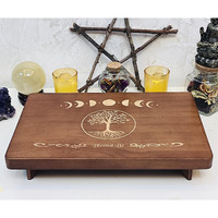 Altar Table  Meditation Table  Small Altar Table  Wooden Witch Altar  Wiccan Alter Table  Buddhist Shrine  Engraved Moon Phase And The Tree Of Life On Table Top  12 ? 8 Inches