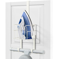 Orless Over The Door/Wall Mount Ironing Board Hanger  Laundry Room Iron And Ironing Board Caddy Storage Holder (White)