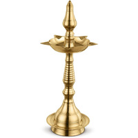 Avador Handmade Brass Indian Puja Oil Lamp  Golden Diya Lamp Engraved Design Diya For Diwali Pooja (Devdas 2"" Set Of 1)