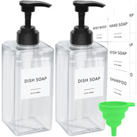 Clear Soap Dispenser With Waterproof Labels  Thickened Plastic Hand Soap Dispenser For Bathroom  Kitchen Dish Washing Liquid Bottles  Shampoo And Conditioner Bottles With Funnel (22Oz 2Pack Clear)