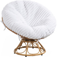 Hombys Fluffy Shaggy Cover For Papasan Chair Cushion  Plush Faux Fur Slipcover Only  (Without Cushion) Removable Soft Papasan Cushion Covers With 8 Ties  (White  50""X50"")