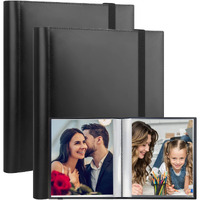Photo Album 6X8 Photos  6X8 Photo Album Book Holds 64 Pictures  Art Portfolio Binder For 6 X 8 Pictures  Photo Albums For 6X8 Photos  8X6 Sheet Protector Folder For Photos Artwork Drawings  2Pck Black