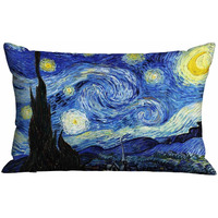 Mugod Decorative Throw Pillow Cover Starry Night By Vincent Van Gogh Pillow Case For Men Women Decorative Home Sofa Chair Couch 20X30 Inches