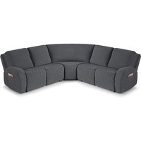 Vansofy Extra Large Reclining Sectional Couch Covers  Washable 5-Piece Sofa Covers For L Shape Sectional Sofa Corner Seater  Thick  Soft Sofa Slipcovers (5 Seat Recliner Cover Charcoal Gray)