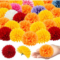 Marigold Flower Heads Bulk 40 Pcs  Faux Mexican Artificial Flowers For Day Of The Dead Decorations - Diy Wreath Garland Craft Indian Wedding Diwali Home Dia De Los Muertos Decor Halloween(Multicolor)