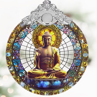 Tathagata Buddha Christmas Ornaments  3"" Stained Glass Christmas Decor  Christmas Tree Ornaments  Gifts For Women Men  Unique Gift Idea  Perfect For Holiday Party  Tree  Window  Home Decor