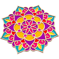 Bnesi Wooden Diy Floral Rangoli Mat Easy To Use Or To Fill Rangoli Template Rangoli Decorative Boards For Indian Traditional Festival New Year Decor (Wood  Floral)
