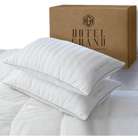 Hotel Grand Fluffy Feather Down Pillow 100% Cotton Queen Size Pillow Set Of 2 Pack Medium Firm Hypoallergenic Pillows For Back/Side Sleeper Bed Pillows 20""X28""(Pack Of 2)