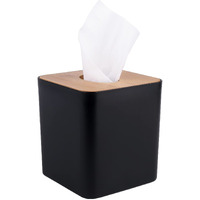 Tissue Box Cover Tissue Holders Tissue Box Holder For Bathrooms Bamboo Cover Plate Home And Office 5 * 5 * 5.4In (Black)