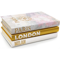 Decorative Books For Home - Shelf Decor Accents - Set Of 3 - Modern Hardcover Book Stack - Matte Gold Coffee & Entry Table Decoration - Contemporary Display - Fashion Designer Dresser Aestethics