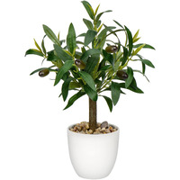 Artificial Olive Tree15'' Small Faux Olivetree Fake Olive Plants With White Pot For Home Bedroom Table Shelf Office Hotel Decor  Briful