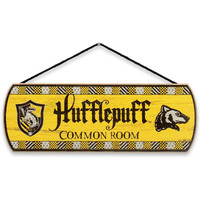 Harry Potter Hufflepuff Common Room Hanging Wood Wall Decor - Fun Hufflepuff Sign For Teen Bedroom Or Movie Room