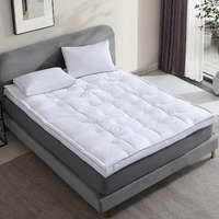 Martha Stewart Mattress Topper King Size - 3 Inch Feather Bed 100% Cotton Cover Fabric- All Seasons Fluffy White Mattress Pad Feather Topper Relieve Back Pain For Bedroom