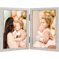 4X6 Double Hinged Frames  2 Folding Picture Frame  Stand Vertically On Desktop Or Tabletop  Whitewashed Oak