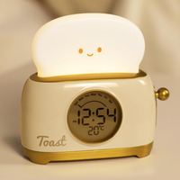 Aokpsrt Alarm Clock For Kids  Cute Toast Night Light Alarm Clocks For Bedrooms  Dimming Rechargeable Small Led Desk Clock With Snooze & Countdown For Room Decor  Bedside Clock For Teen Girls Boys