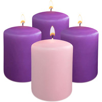 Hyoola Advent Candles Set Of 4 - Advent Pillar Candles 2X3 Inch - Made In Europe Unscented Christmas Candles - Holiday Candles - Advent Wreath Candles