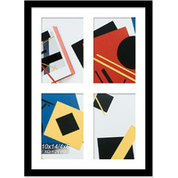 Fxojyvo 4X6 Picture Frame Collage  Display 4 4X6 Picture Collage Or 10X14 Photo Only Without Mat  Light Weight And High Transparent Frame For Wall - 1 Pack/Black/4-Openings