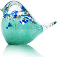 Qfkris Big Handmade Glass Bird Figurines Blown Glass Bird Paper Weight Collectibles Art Animal Sculpture Home Table Ornament Decor